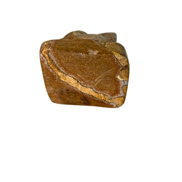 Hand-Carved Soapstone Squirrel Eating Nut Figurine Gold Brown - Picture 7 of 10